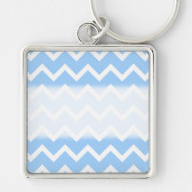 Pale Blue and White Zig zag Stripes. Keychains
