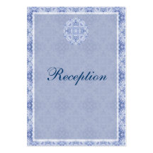 Pale Blue Pattern Wedding Business Cards