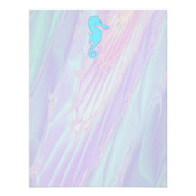 Pale Blue Seahorse on Background of Pastel Colours Custom Invitations