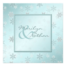 Pale Blue Snowflakes Wedding Invitation