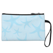 Pale Blue Starfish Pattern. Wristlet