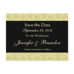 Pale Gold & Black Damask Save The Date Postcard