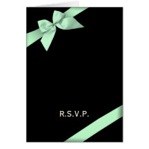Pale Green Ribbon RSVP Note Greeting Card
