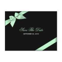 Pale Green Ribbon Save the Date Announcement Postcards
