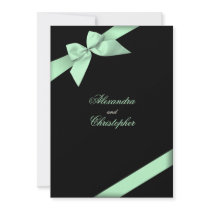 Pale Green Ribbon Wedding Announcement