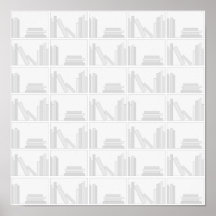 Pale Grey Books on Shelf. Print