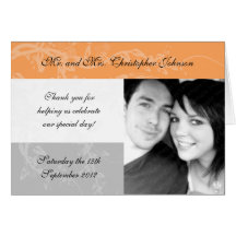 Pale Melon and Grey Wedding Thank You Cards