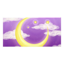 Pale Moon on Purple Photo Greeting Card
