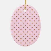 Pale pink and brown heart pattern. christmas tree ornaments