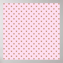 Pale pink and brown heart pattern. poster