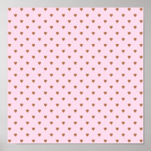 Pale pink and brown heart pattern. print