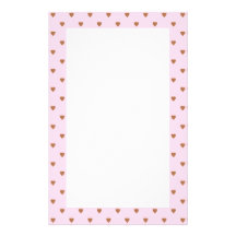 Pale pink and brown heart pattern. customized stationery