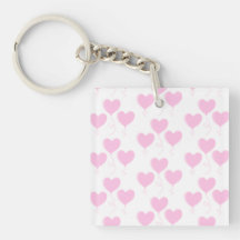 Pale Pink Heart Balloon Pattern. Square Acrylic Key Chains