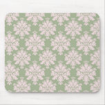 pale pink on sage green ornate damask pattern mouse pads