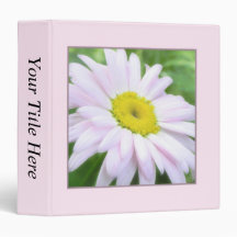 Pale Pink Painted Daisy 3 Ring Binders