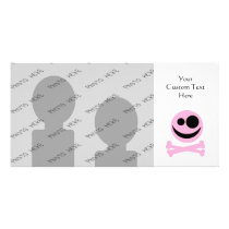 Pale Pink Skull and Crossbones. Pink and Black. Picture Card