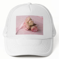 pale roses on pink swirls hat