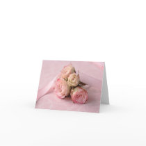 pale roses on pink swirls notecard