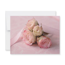 pale roses on pink swirls small invitation
