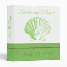Pale Sea Glass Green Shell Wedding Planner Vinyl Binder