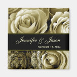 Pale Sepia Wedding Rose Bouquet with Lace Fridge Magnet