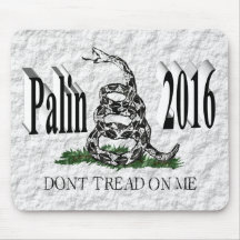 PALIN 2016 Mouse Pad, Black 3D, White Gadsden