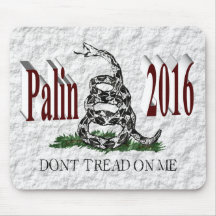 PALIN 2016 Mouse Pad, Burgundy 3D, White Gadsden