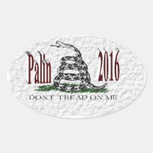 PALIN 2016 Sticker, Burgundy 3D, White Gadsden