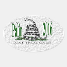 PALIN 2016 Sticker, Green 3D, White Gadsden