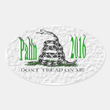 PALIN 2016 Sticker,Light Green 3D, White Gadsden