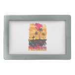 Palm Beach surfer palm trees pink orange faded Rectangular Belt Buckle