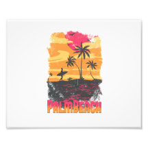 Palm Beach surfer palm trees pink orange faded Photo