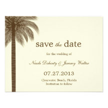 Palm Beach Wedding Save The Date Cards - Brown Invite