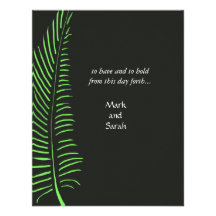 Palm Frond Black & Green Wedding RSVP Personalized Invites