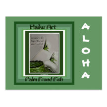 Palm Frond Fish Collectable Haiku Art Postcard