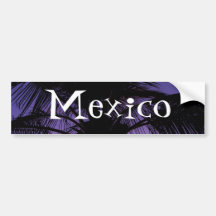 Palm Frond Silhouette; Mexico Souvenir Bumper Stickers