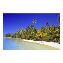 Palm lined beach Cook Islands 6 Photographic Print