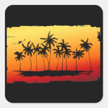 Palm Shadows at Sunset Square Sticker