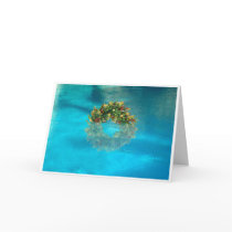 Palm Springs Wreath in Pool Holiday Card