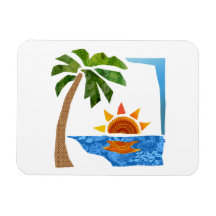 Palm, Sun & Sea Rectangular Magnet