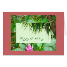 Palm Tree and Rhododendrons Happy Birthday Card