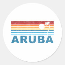 Palm Tree Aruba Round Sticker