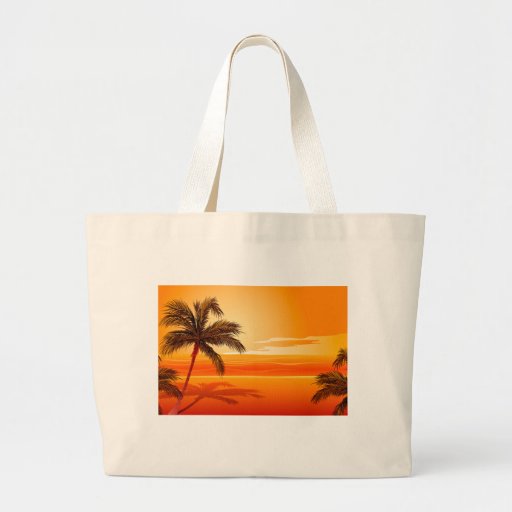 Palm Tree Beach Sunset Canvas Bag