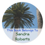 Palm Tree bookplate Round Sticker