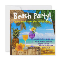 Palm Tree Cocktails Adult Beach Party Custom Invites
