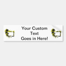 Palm tree frame yellow and black bumper sticker