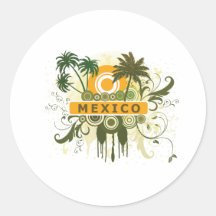 Palm Tree Mexico Round Stickers