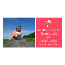 Palm Tree Save The Date Photocard (Coral) Photo Card Template