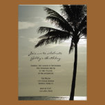 Palm Tree Silhouette Beach Birthday Party Invite invitations
