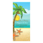 Palm tree & starfish beach wedding menu card custom invites